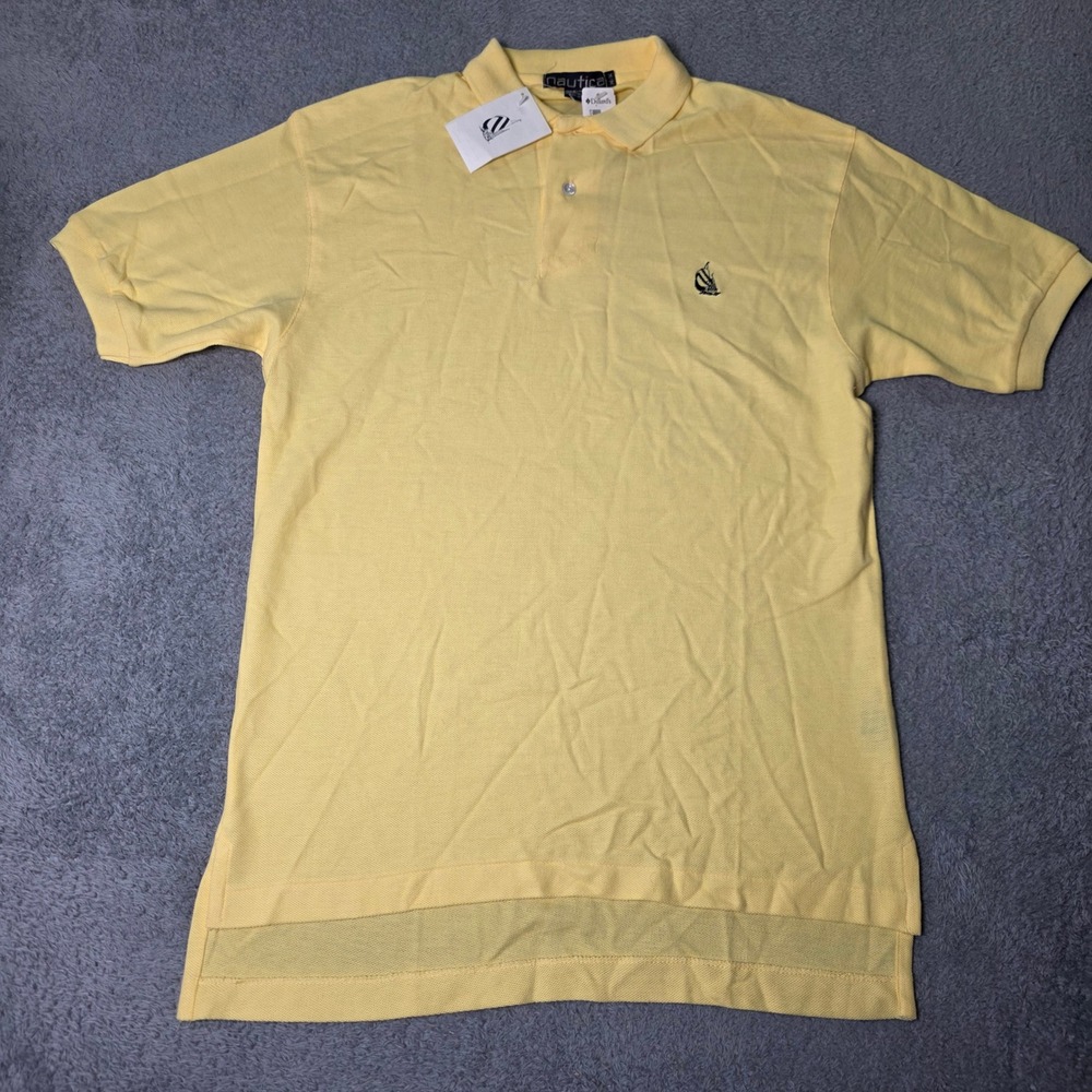 Nautica Mens M Polo Shirt Yellow 8883/416 Havarti Cotton Short Sleeve Pique